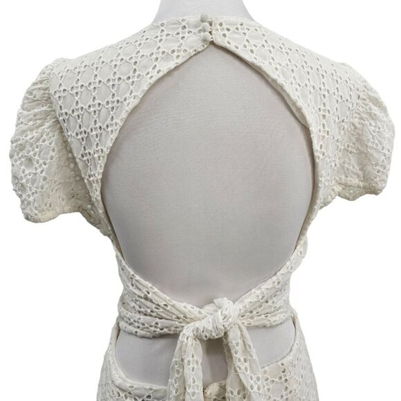 Bardot Womens 10 Nadia‎ Tie Back Eyelet Mini Dress NWT - Picture 10 of 11